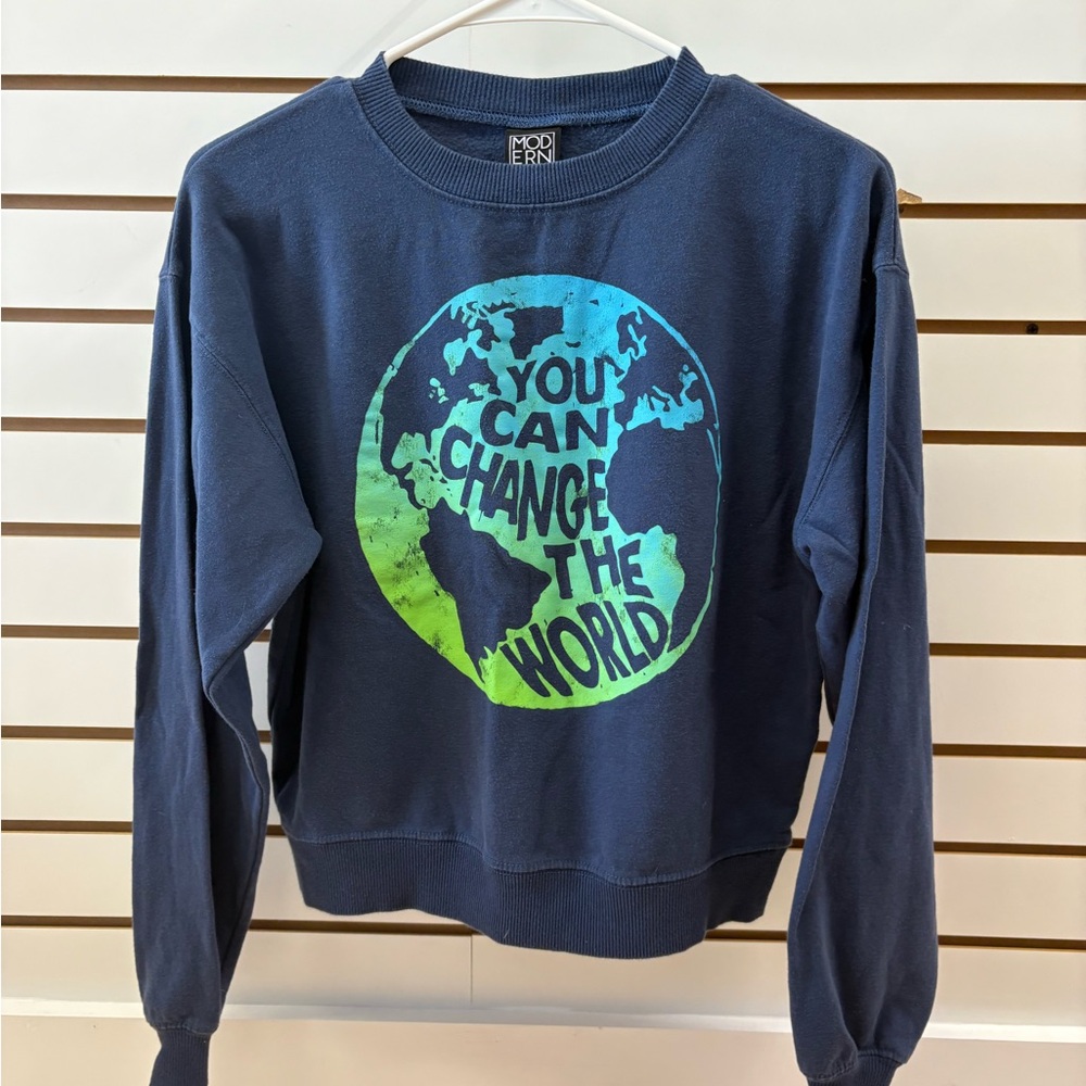 Modern Lux Navy Sweatshirt with Earth Design